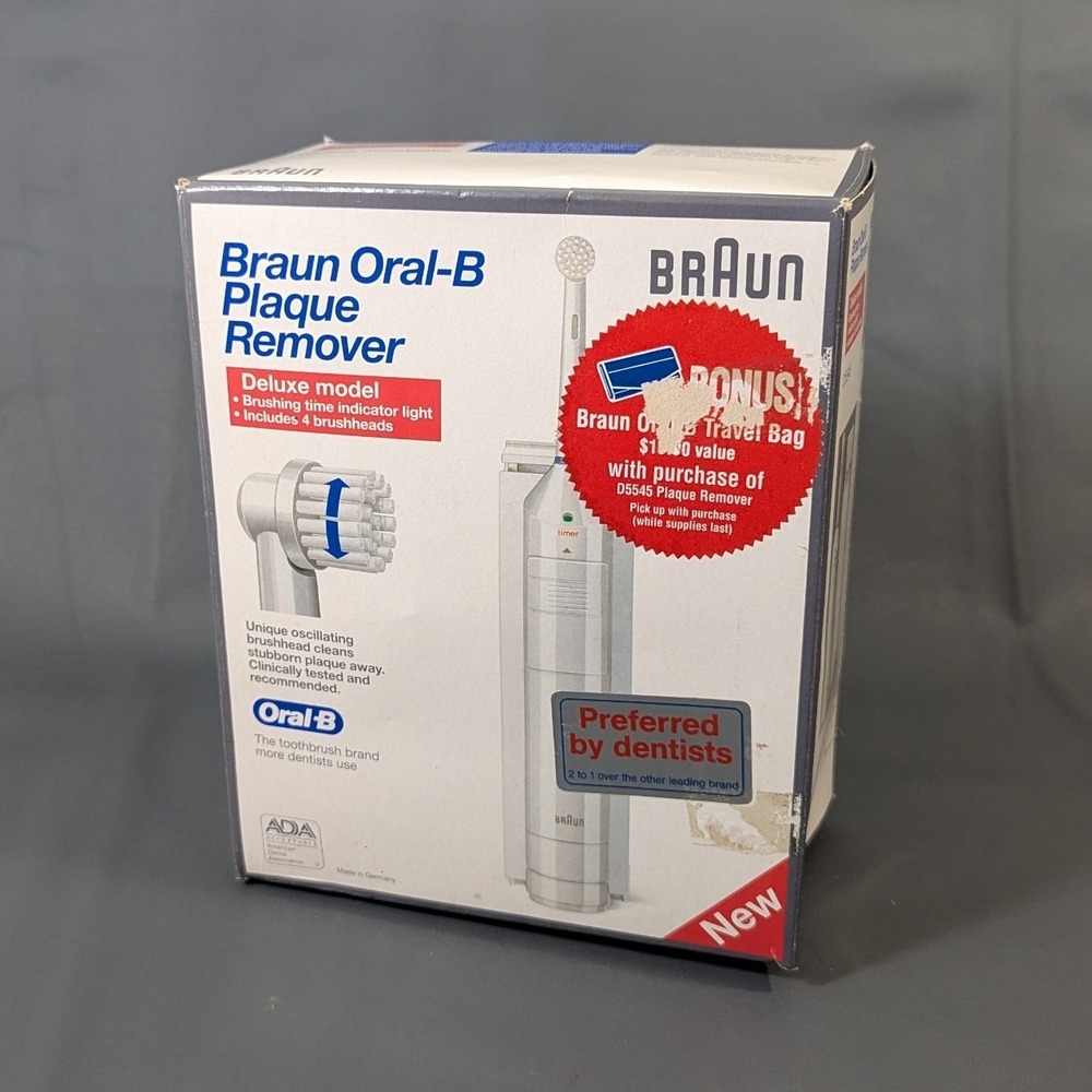 Vintage Braun Oral-B Plaque Remover Deluxe D5545 Electric Toothbrush New in Box